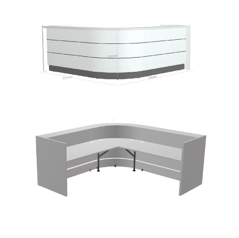 Banque d'accueil d'angle arrondie Valde - MDD - Blanc brillant_5