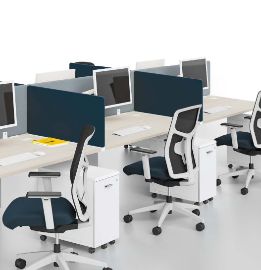 Bureau d'entreprise open space sobre et élégante - TÉOS Columbia avec pieds fixes ou réglables, plateau antibactérien et gestion des câbles_5