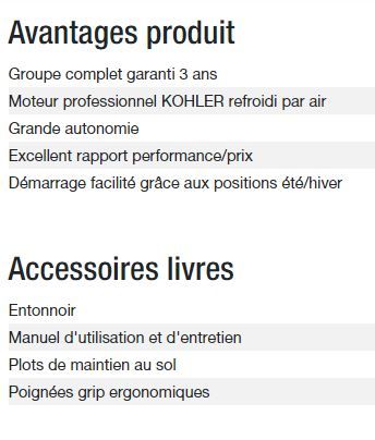 Perform 6500 XL C5 Groupe électrogène - Kohler - Puissance max 6,5 kW - 50 Hz - 230 V_5