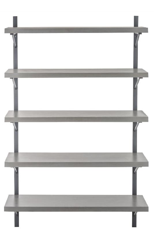 Étagère murale RIGZ - 5 planches en bois et métal gris - Design moderne - L121 x H190 x P40 cm_5