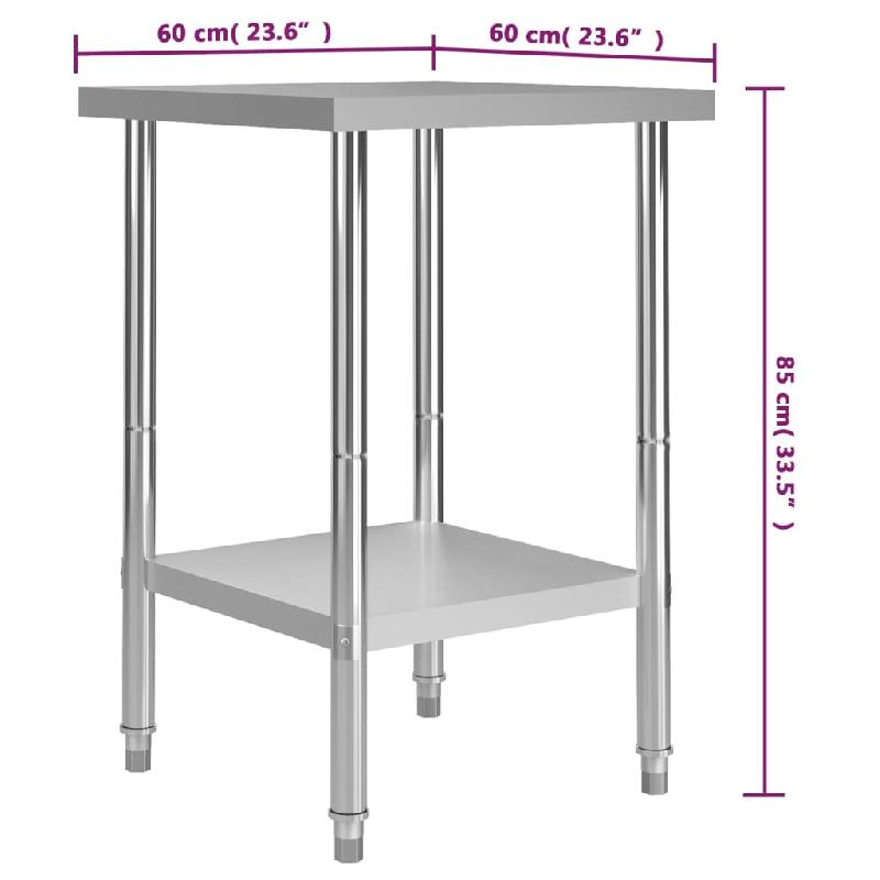 Vidaxl table de travail de cuisine 60x60x85 cm acier inoxydable 51184_5