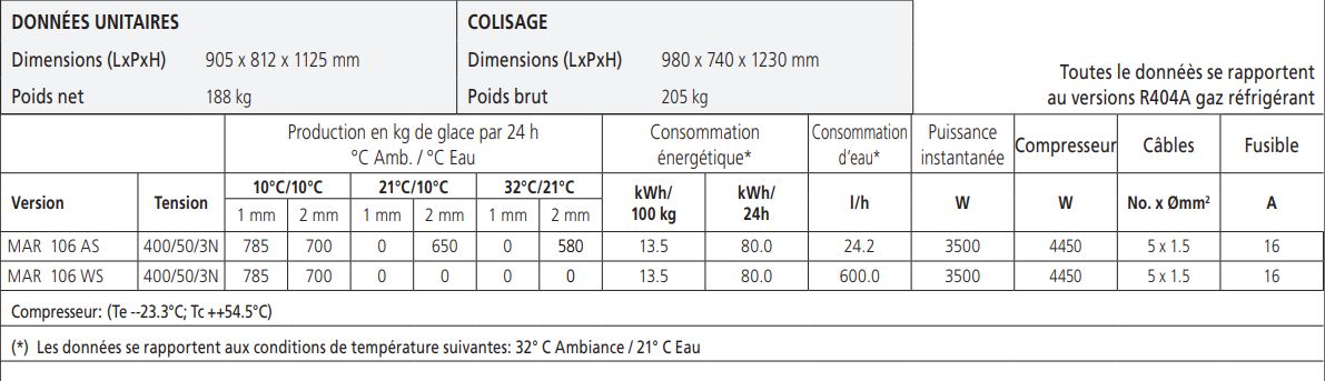 Système de production de glace écailles avec évaporateur en acier inox