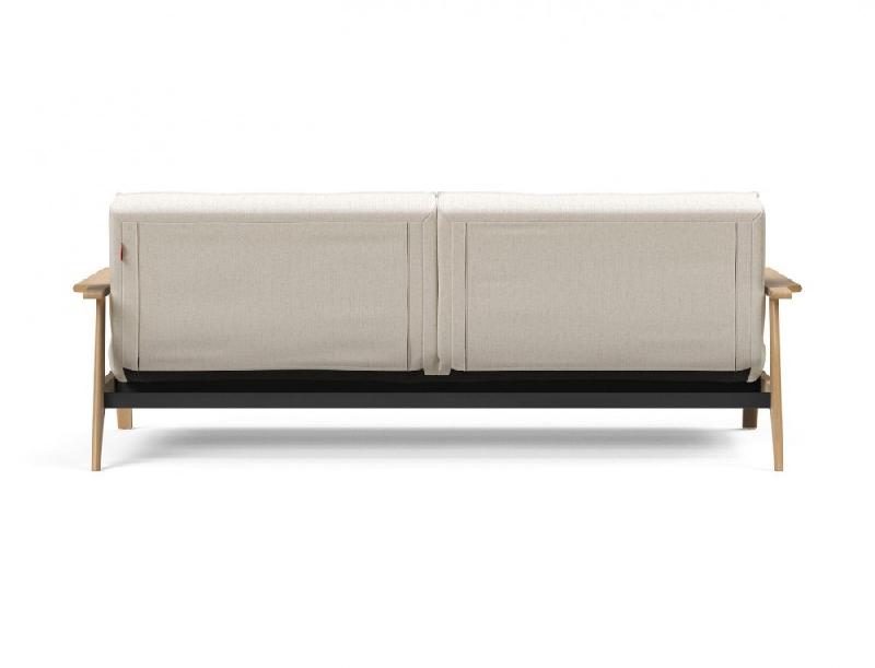 Canapé-lit design Innovation Living Splitback Frej - Convertible 115x210 cm - Accoudoirs bois - Tissu bouclé Off White_5