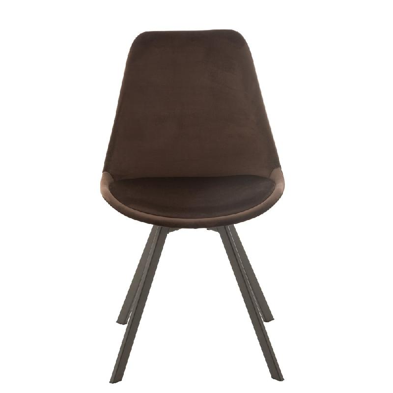 Chaise design RATRI - tissu marron foncé, pieds métal noir - confortable et robuste_5