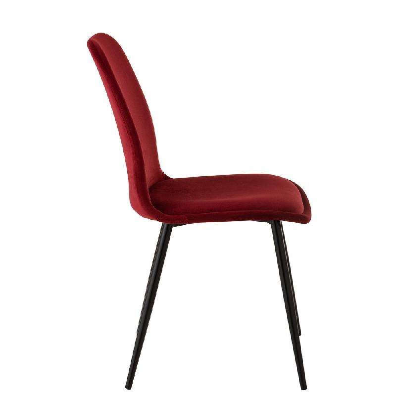 Chaise Helena Bordeaux - Métal laqué noir et tissu velours pour salle à manger_5