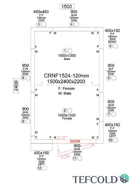 Chambre froide négative 5,33 m3 (1500 x 2400 x 2200 mm) avec monobloc de paroi_5