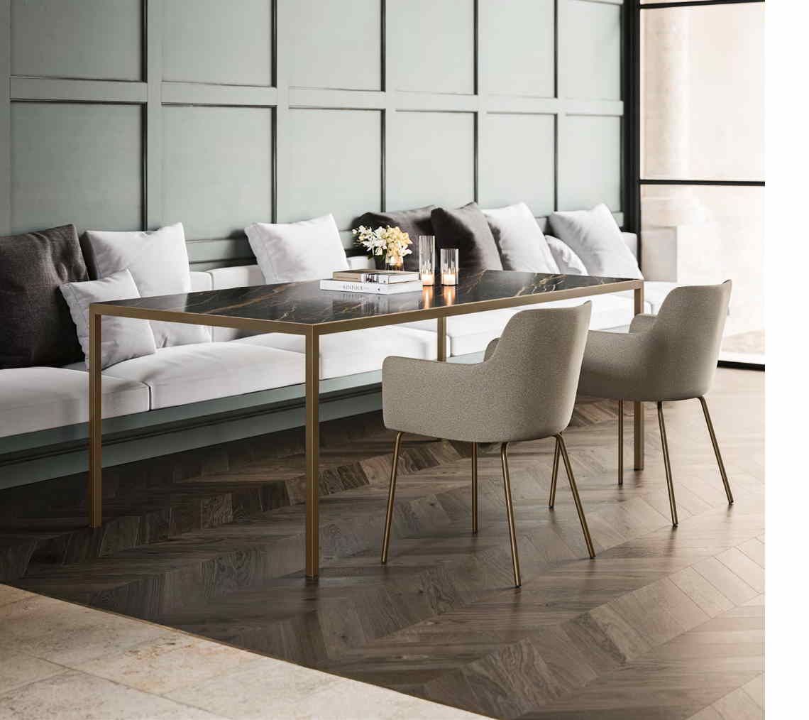 Table de réunion X6 - Plateau grès façon marbre et structure en acier - Design élégant et raffiné_5