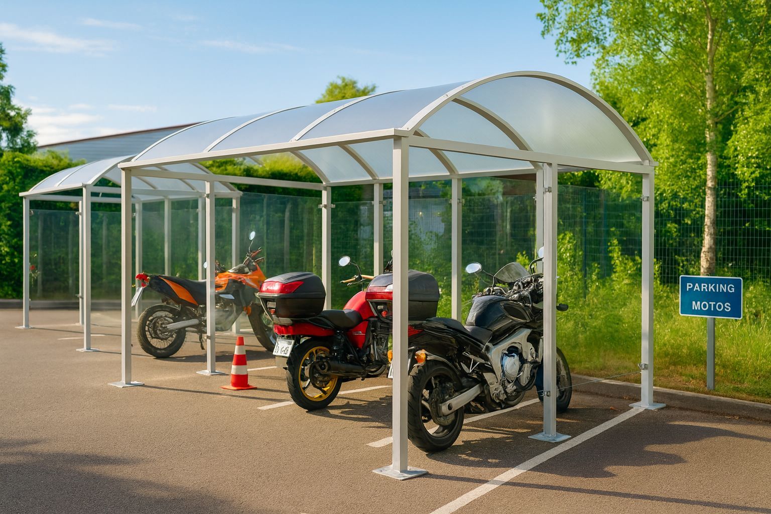 Abri vélos - modèle Vision - structure en tube carré et toiture polycarbonate_6