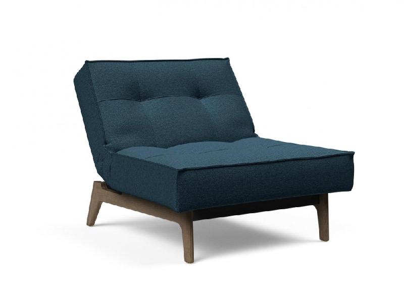 Innovation Living - Fauteuil Splitback Eik Convertible Lit 90x115 cm - Pieds Chêne Naturel - Tissu Argus Navy Blue_5