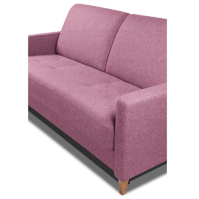 Canapé convertible OGGETTO - Matelas 16 cm - Système express - Sommier à lattes 140 cm - Microfibre rose - Renatonisi_5