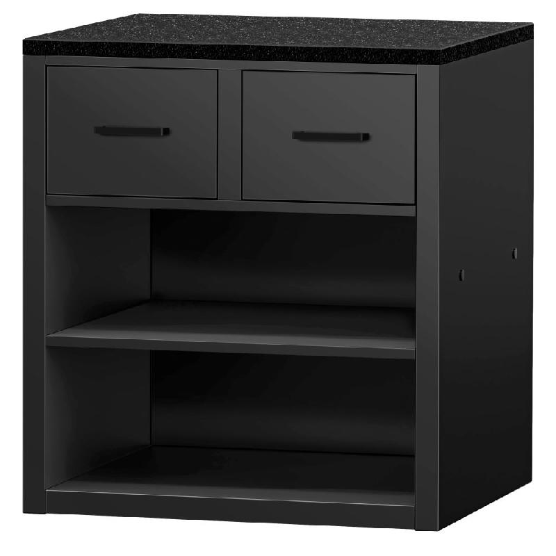 Comptoir-caisse MADRID - 800 mm - Plateau de travail en granit noir - Noir mat_5