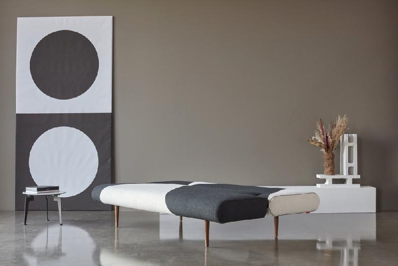 Innovation Living - Canapé lit design Unfurl convertible 200x120 cm - Tissu bouclé Black Raven & Off White_5