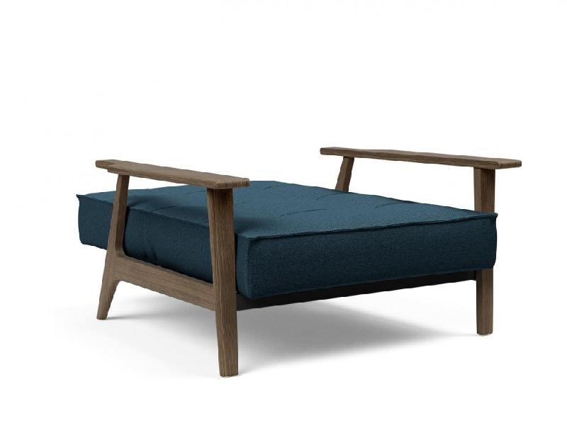Fauteuil design convertible lit Splitback Frej - Argus Navy Blue - Innovation Living - Accoudoirs Chêne Fumé - 90x115 cm_5