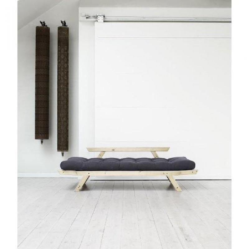 Banquette méridienne futon BEBOP - Pin naturel - Coloris gris foncé - Couchage 75x200 cm - Convertible et design_5