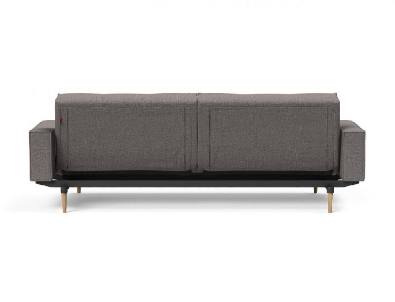 Canapé convertible Splitback Styletto avec accoudoirs - pieds fuseau chêne naturel - tissu Mixed Dance Grey - couchage 115x210 cm_5