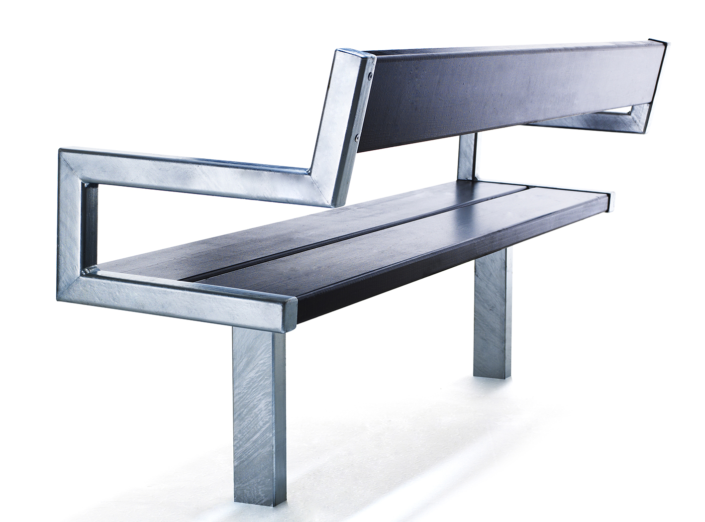 Banc public Pixbo réf 8037086 - Hags - Avec accoudoir - Noir/Galvanisé - Free Standing_5