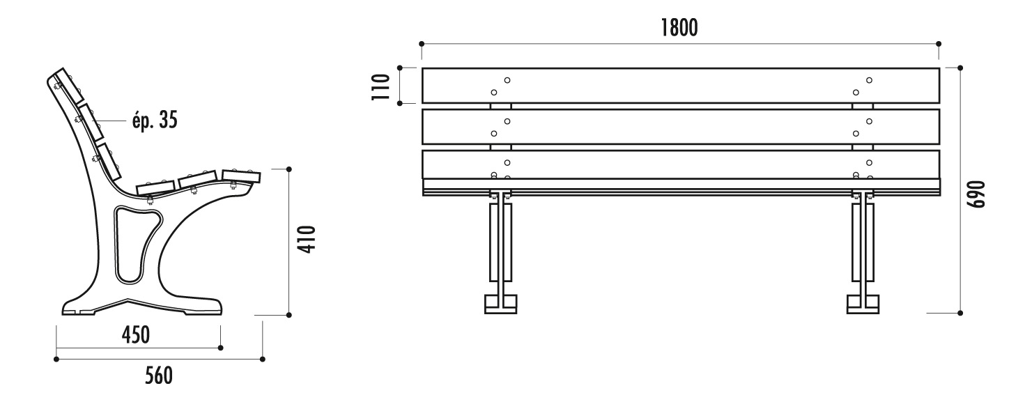 Banquette publique BRUGE Los Angeles Marina - design moderne et confortable_5