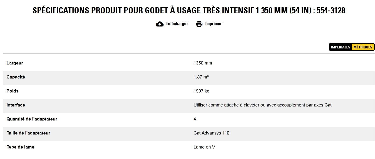554-3128 godet d'excavation à usage très intensif - caterpillar finance france - 1 350 mm (54 in) - capacité 1.87 m³_5