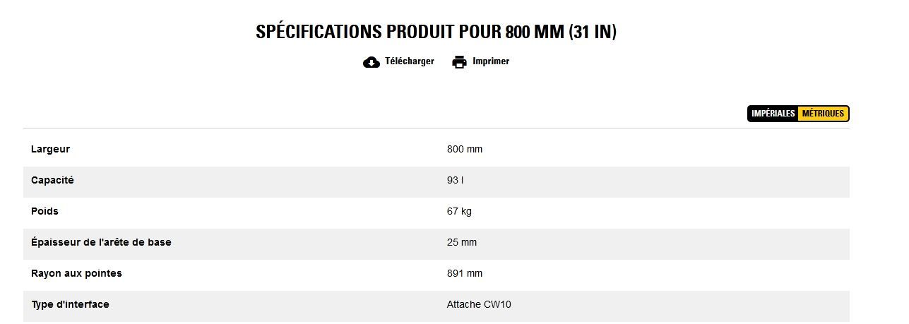 Godet d'excavation-mini-pelle - caterpillar finance france - 800 mm (31 in) - poids 67 kg_5