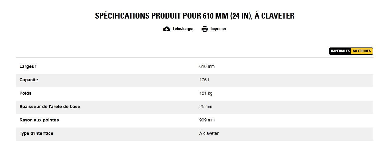 Godet d'excavation extra-robuste - caterpillar finance france - 610 mm (24 in), à claveter - poids 151 kg_5