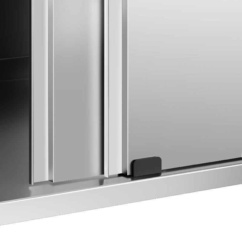 Meuble bas inox adossé P 600 mm avec portes - 1800_5
