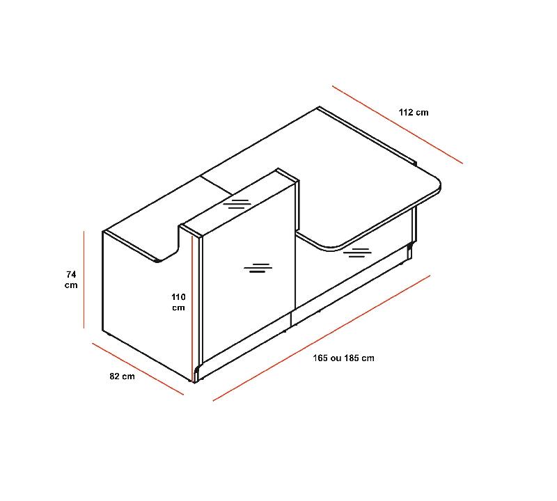 Banque d'accueil droite de couleur Linea avec accès PMR. - 165, Jaune brillant, Droite, Sans_5