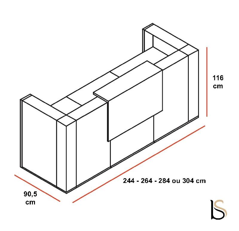 Grand bureau d'accueil droit Tera - MDD - Chêne Canadien, 264, Avec réhausse lumineuse_5