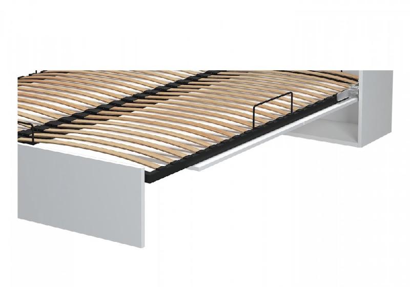 Armoire lit escamotable ultra plate Dynamo - Blanc mat et brillant - Sommier à lattes 90x200 cm_5
