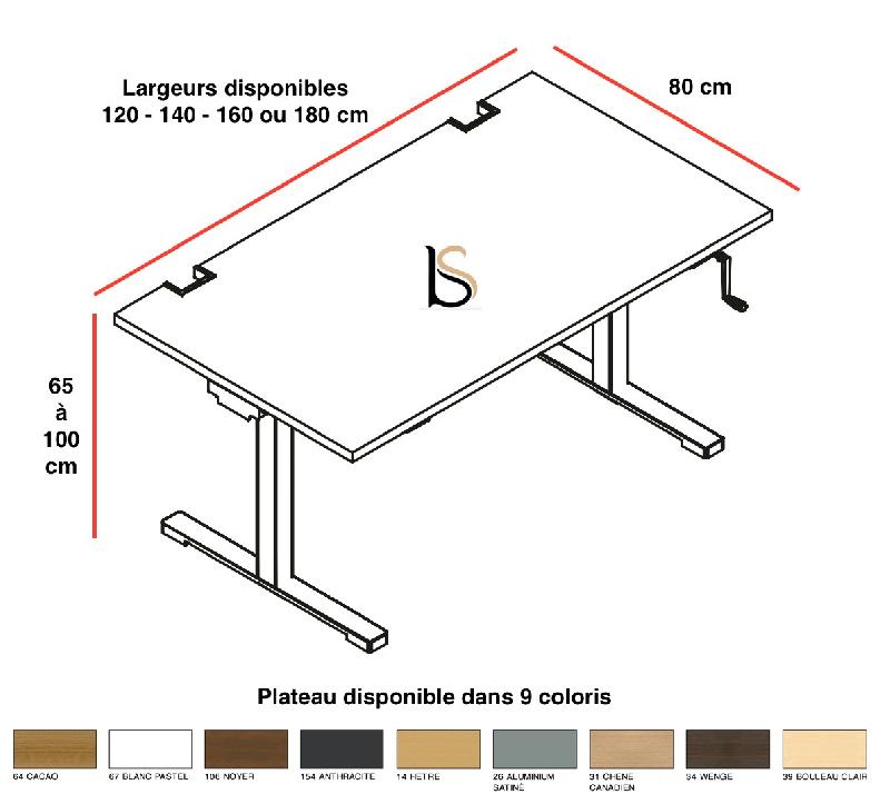 Bureau réglable en hauteur manuellement - MDD - Argent Ral 9006, 200, Blanc_5