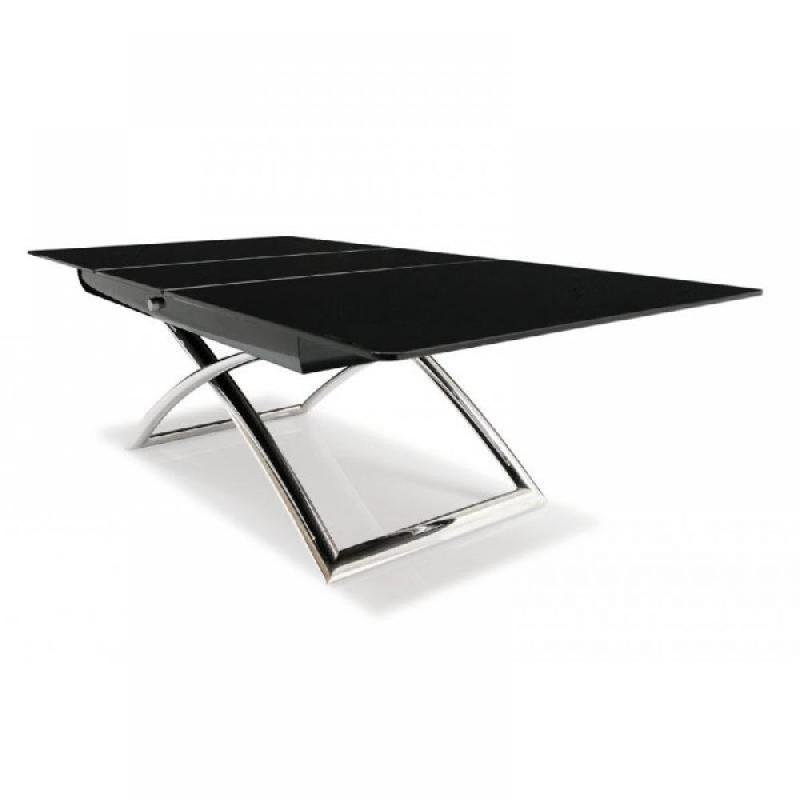 Table basse relevable et extensible Magic-J - Verre noir - Piétement chromé - Réglable en 7 hauteurs_5