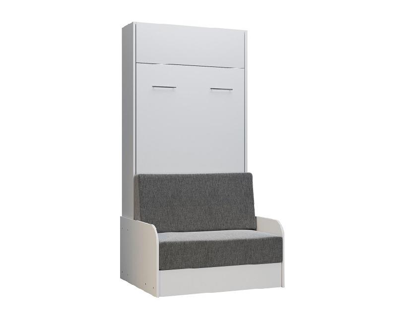 Lit escamotable Dynamo Sofa - Accoudoirs blancs - Tissu gris - Couchage 90x200 cm - L : 205 cm_5