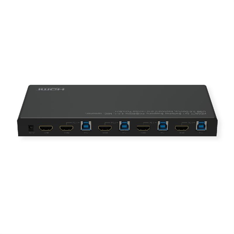 Roline switch kvm, hdmi 4k, usb, 1 user - 4 pc , avec hub usb 3 ports_5