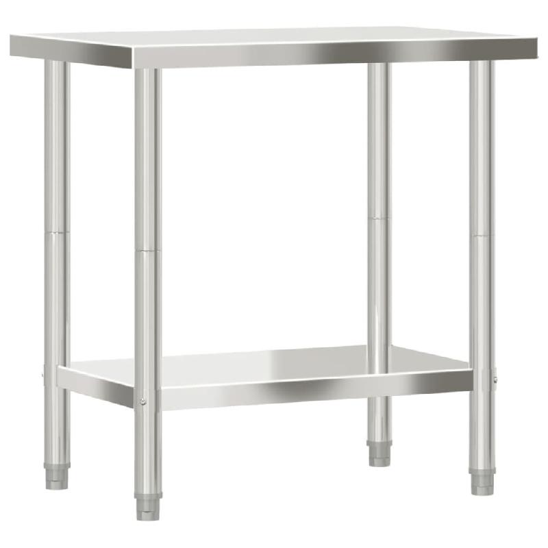 Vidaxl table de travail de cuisine 82,5x55x85 cm acier inoxydable 376454_5