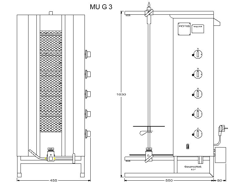 Machine à kebab gaz MU G3 orient POTIS_5