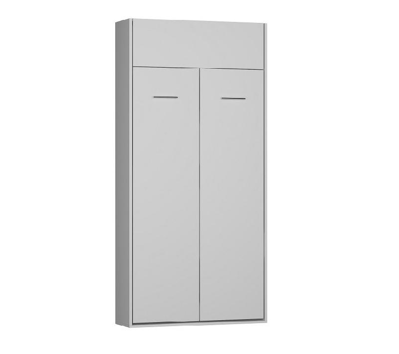 Armoire lit escamotable Dynamo Sofa - Canapé accoudoirs blanc, tissu marron - Couchage 90x200 cm_5