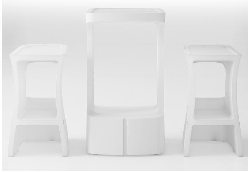 Table mange-debout intérieur/extérieur Karla - Sokoa - Blanc, Sans plateau verre_5