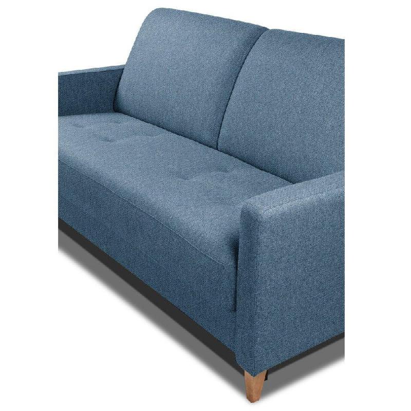 Canapé convertible Oggetto matelas 16 cm - Système express - Sommier à lattes 120 cm - Renatonisi tweed bleu azur_5
