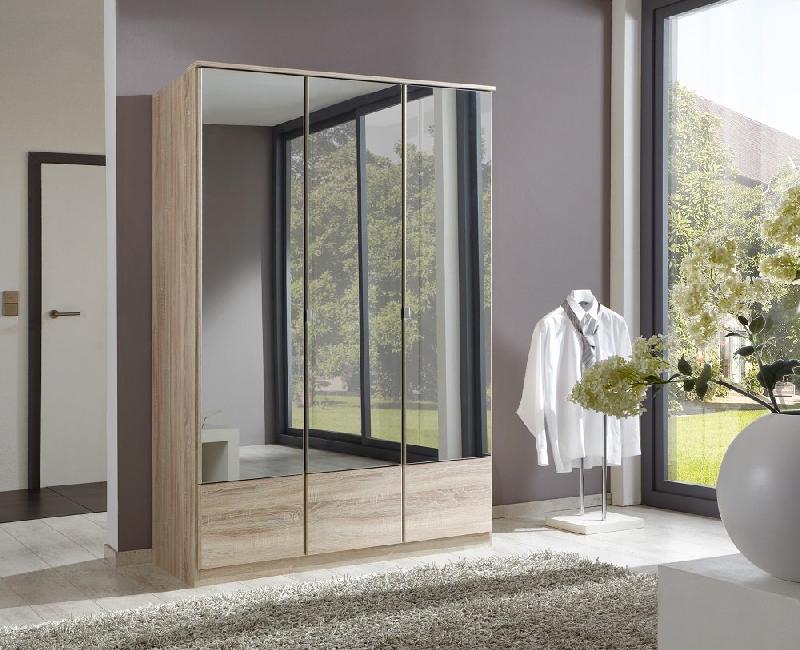 Composition d'angle dressing DINGLE chêne - 7 portes miroirs - Pratique et élégant_5