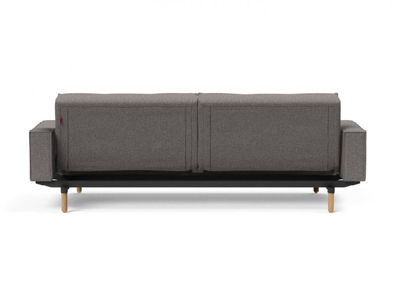 Canapé convertible Splitback Stem avec accoudoirs - Pieds obus chêne naturel - Tissu Mixed Dance Grey - Couchage 115x210 cm_5