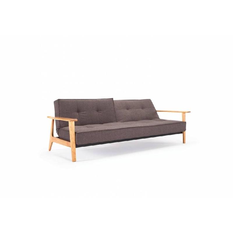 Canapé-lit design SPLITBACK FREJ - Innovation Living - Convertible 115x210 cm - Accoudoirs bois - Tissu Flashtex Dark Grey_5