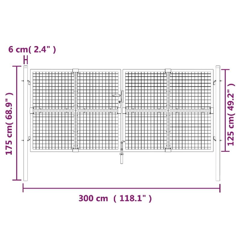 Vidaxl portal de jardin maille anthracite 300x175 cm acier galvanisé 154530_5