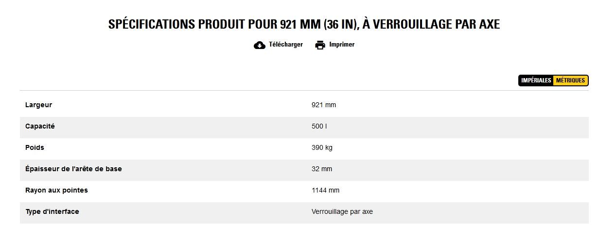 Godet d'excavation extra-robuste - caterpillar finance france - 921 mm (36 in), à verrouillage par axe_5