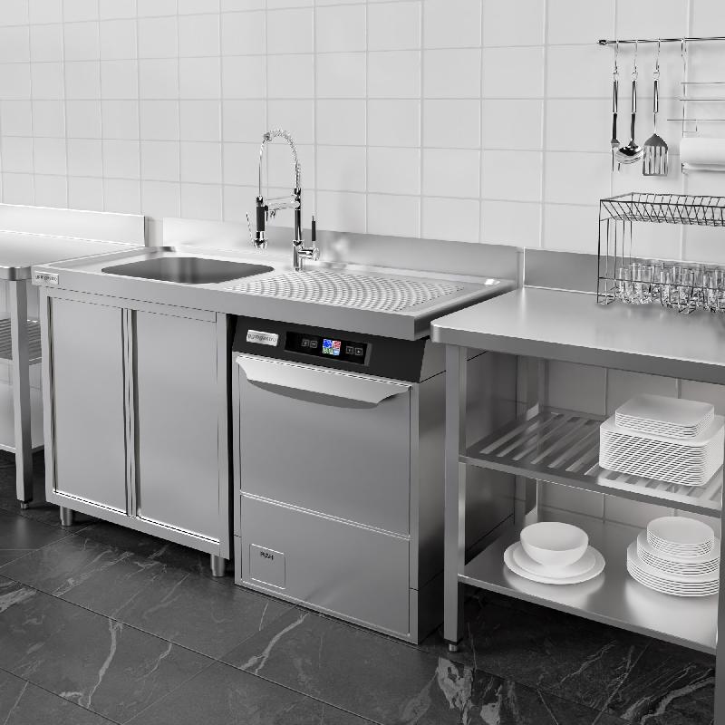 Plonge Inox 1 bac sur placard avec passage lave-vaisselle - P 700 - GGM - 1400 mm bac à gauche_5