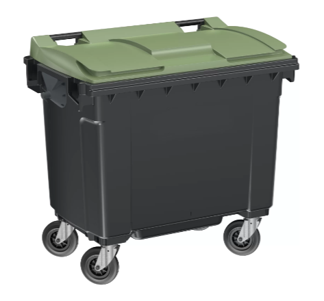 Conteneur latéral 660 L - Fabrication française - PEHD injecté - Normes EN 840 - Roues freinées - Préhension frontale et latérale_5
