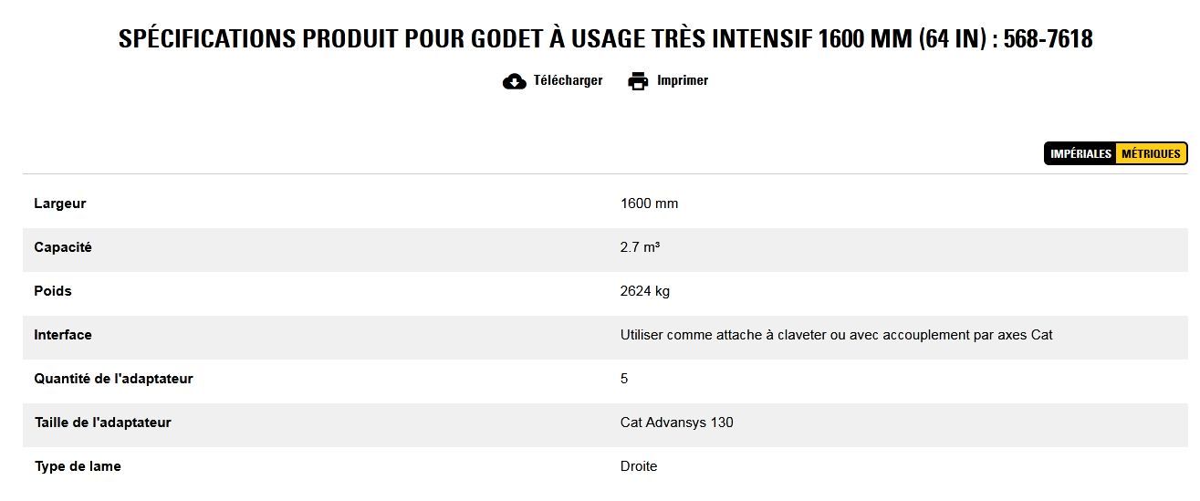 568-7618 godet d'excavation à usage très intensif - caterpillar finance france - 1600 mm (64 in) - capacité 2.7 m³_5