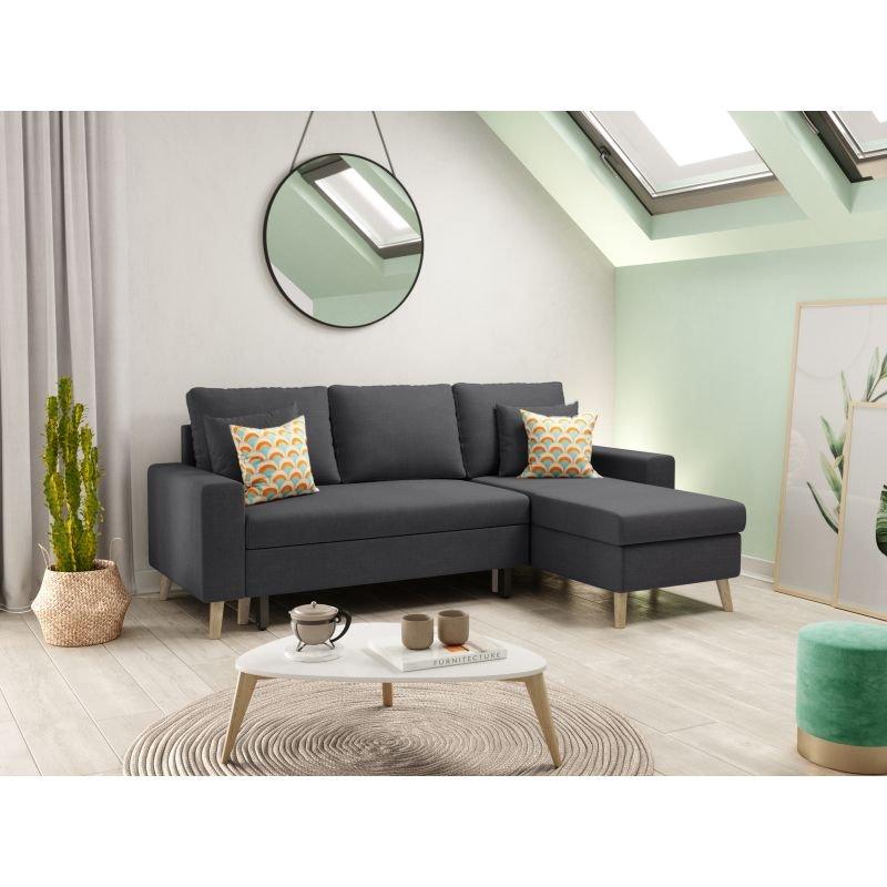 Canapé d'angle réversible convertible ARKO gris foncé - design scandinave avec coffre de rangement et coussins d'appoint_5