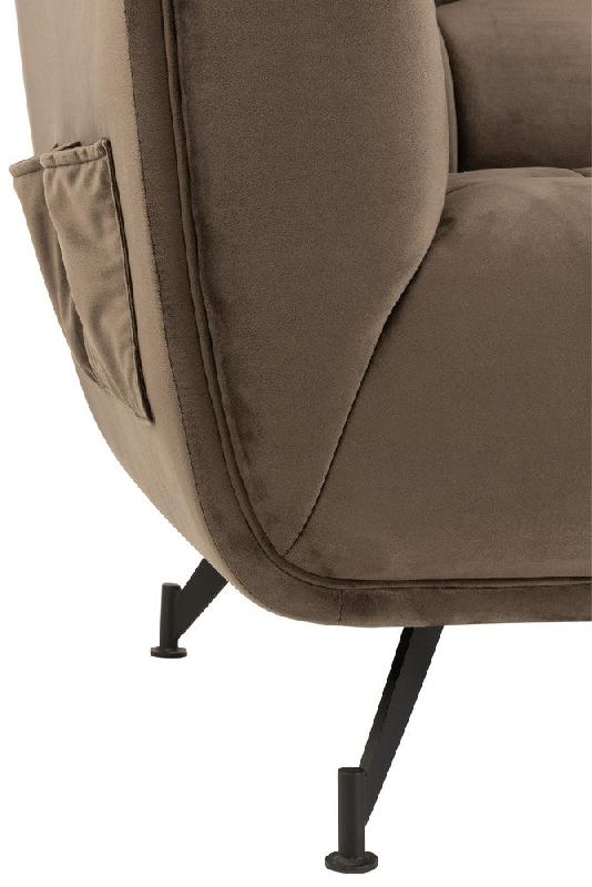 Canapé lounge Marianah gris foncé - style contemporain en velours capitonné - L207 x H78 x P82 cm_5