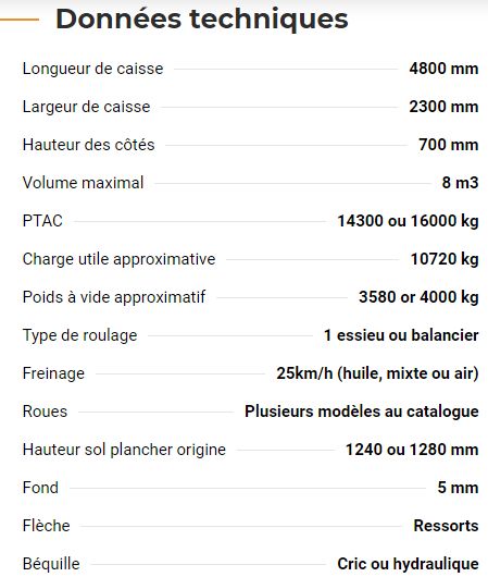 Benne BM 4800 avec grande maniabilité pour TP
