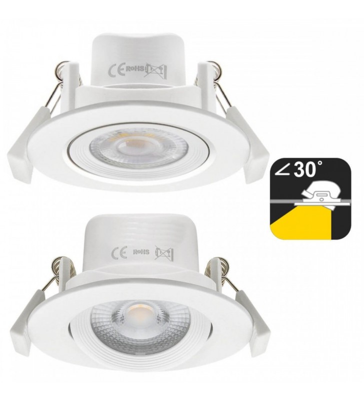 Downlight LED encastré - 7W - rond 45° - réf MNSOBR07 - blanc moderne, angle précis_5