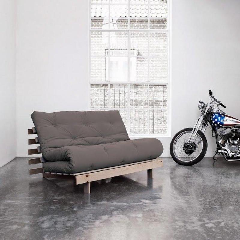 Canapé convertible futon ROOTS - Pin naturel - Coloris gray - Couchage 140x200 cm - Design japonais et scandinave_5